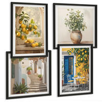 BILDER SET 4er Set - 50x50 cm & 40x60 cm Schwarzer Rahmen - Architektur der Zitronenstadt - Schwarz, Kunststoff (50/50cm) - TULUP