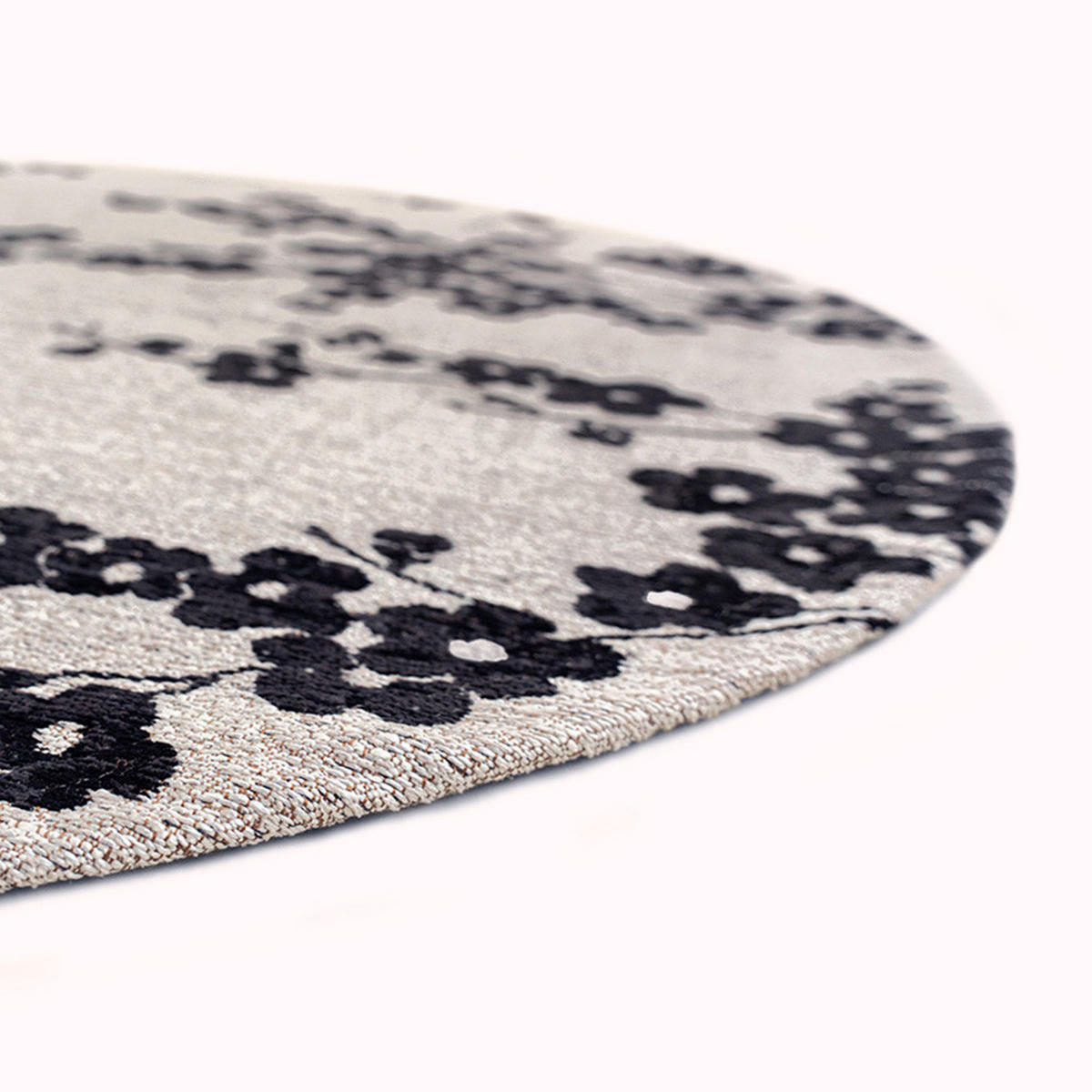TEPPICH Night Snow Sakura 240/240 cm - Schwarz, Kunststoff/Textil (240/240cm) - Louis De Poortere