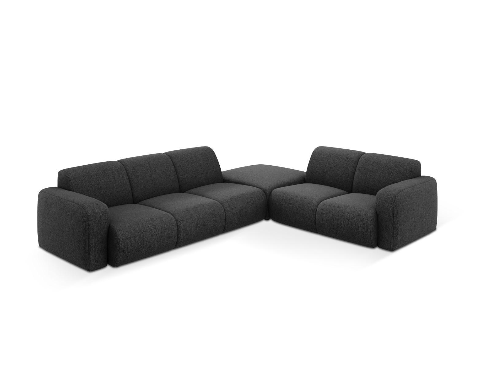 ECKSOFA rechts Molino aus Chenille-Stoff schwarz 6 Sitzplätze - Schwarz, Textil (250/315cm) - Micadoni