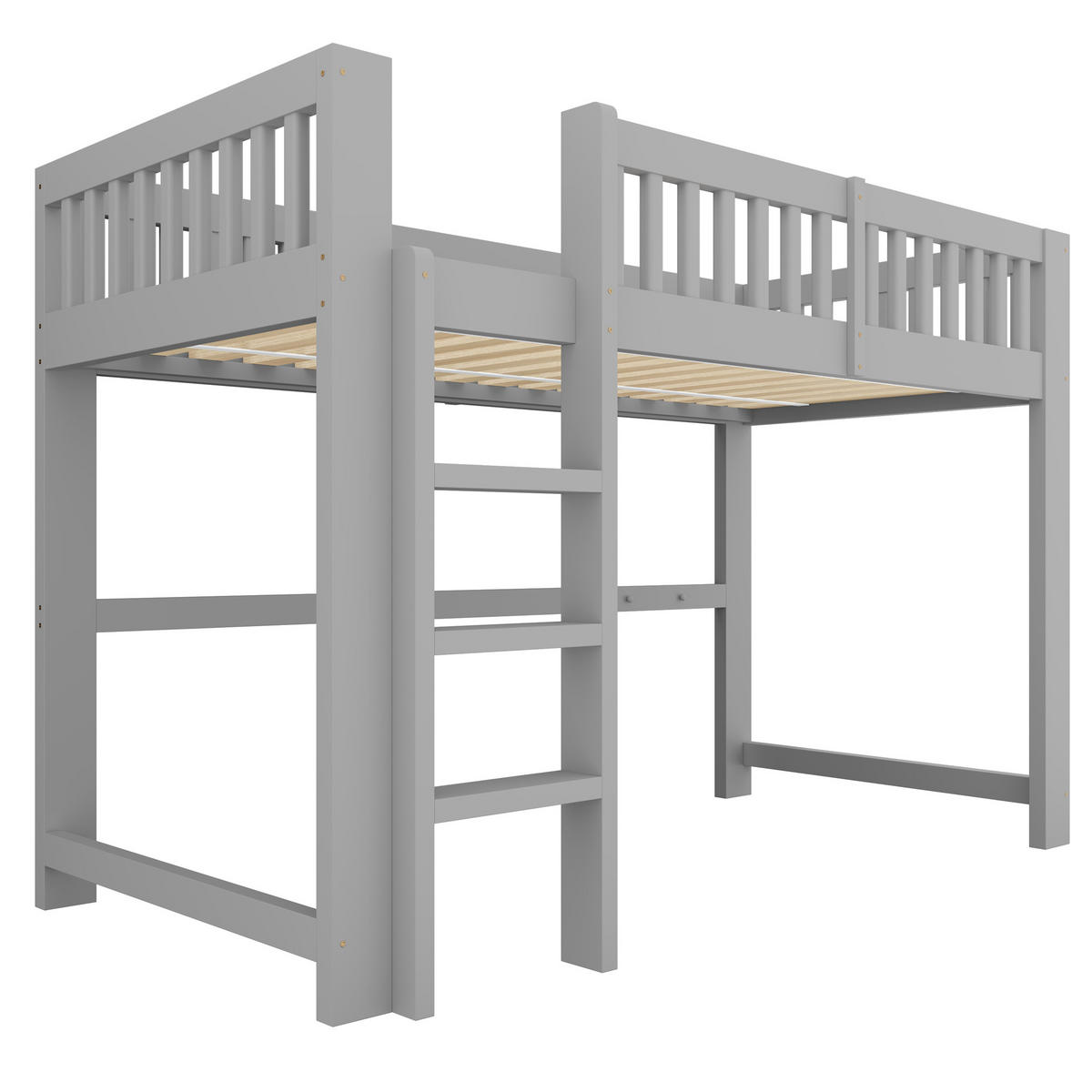 ETAGENBETT 90/200 cm Hochbett und Einzelbett, DE-41582, in Grau - Grau, Holzwerkstoff (90/200cm) - ComfortXL
