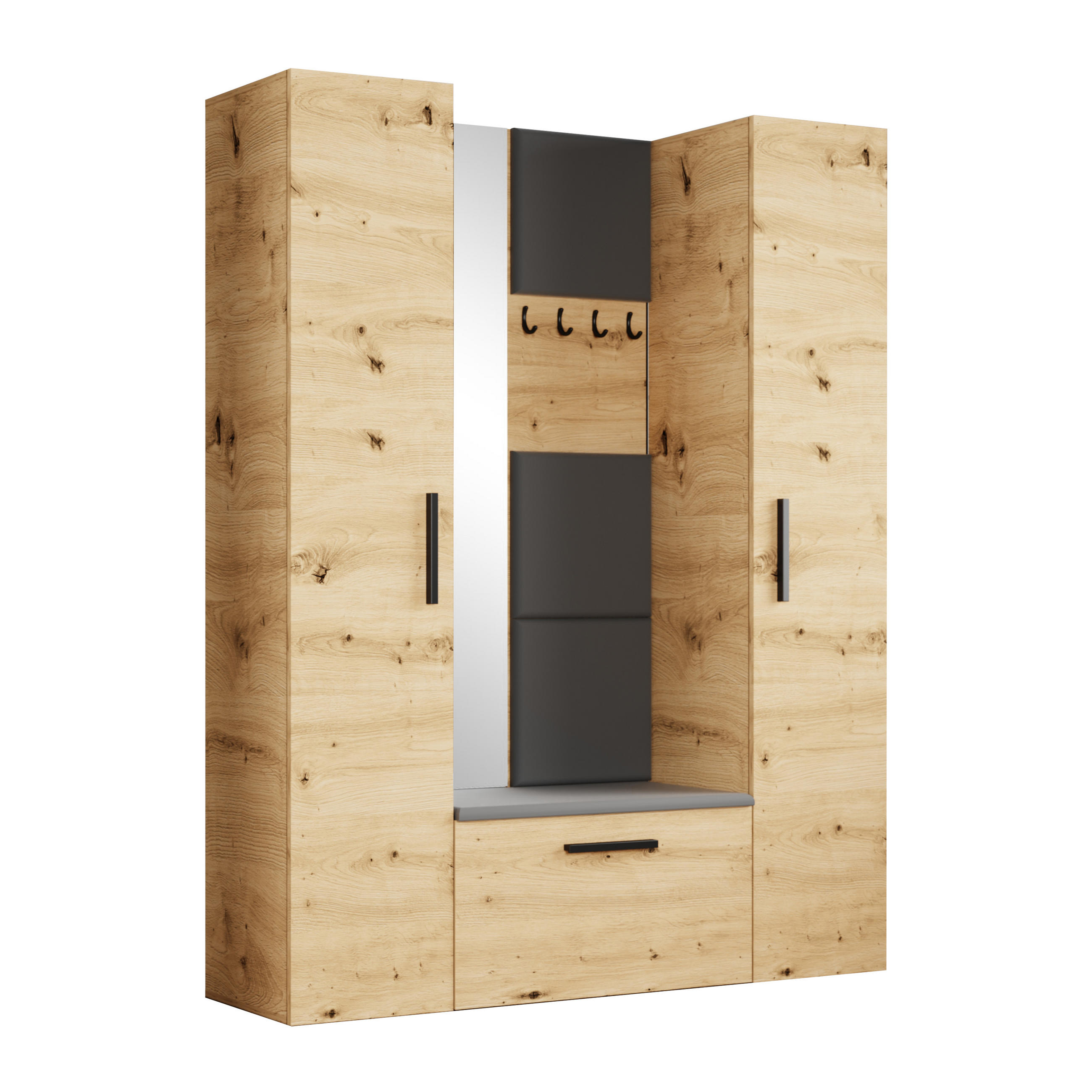 GARDEROBENSCHRANK MODULO 160,6/204/40 cm Modern Garderobe-Set Eiche Artisan - Eiche Artisan/Grau, Holzwerkstoff (160.6/204/40cm) - MASSENO