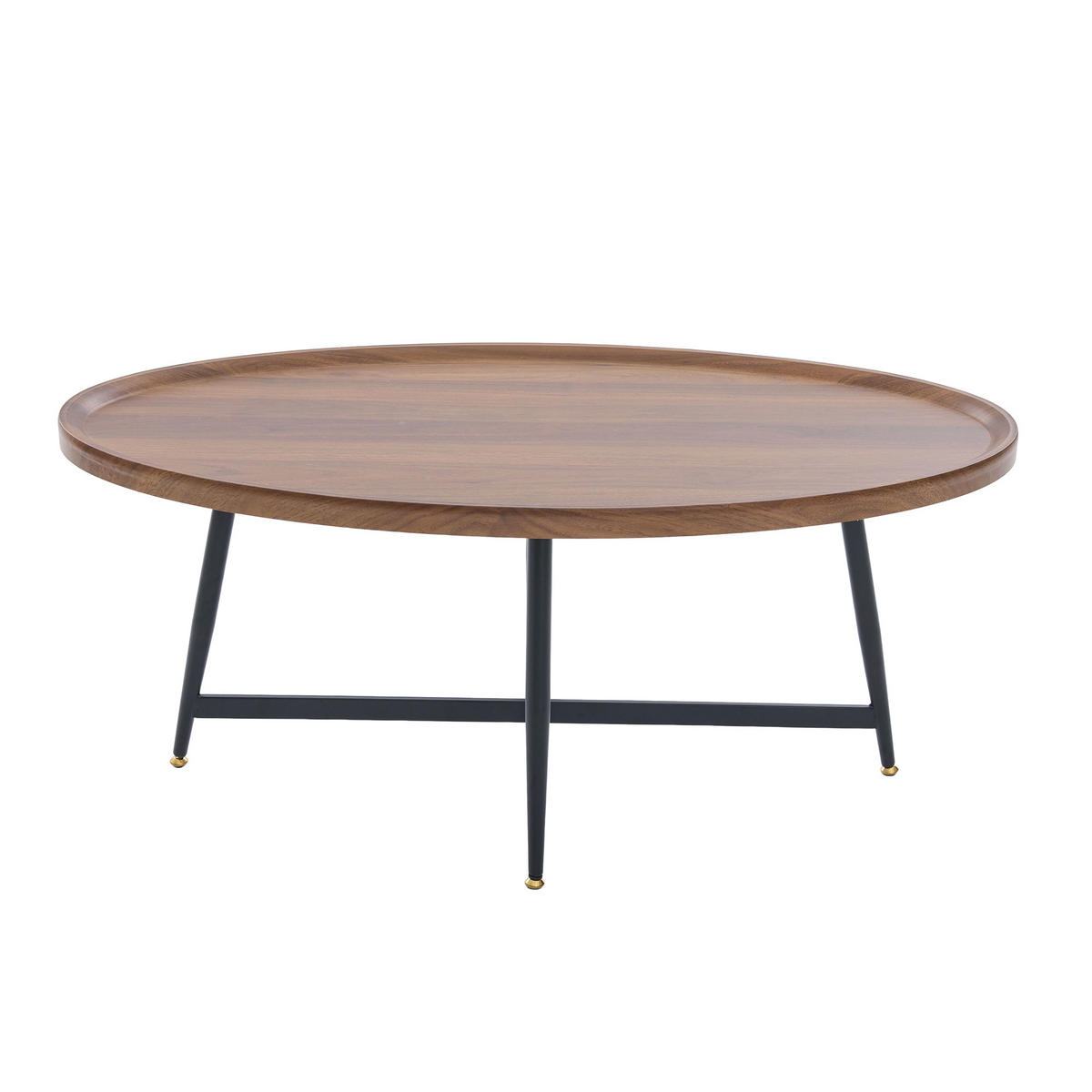 COUCHTISCH 110/55/45 cm Braun mit ovaler Tischplatte und Metallgestell - Braun, Holzwerkstoff (110/55/45cm) - OKWISH