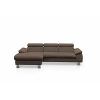 ECKSCHLAFSOFA mit Echtlederbezug, Schlaffunktion & Bettkasten - Chromfarben/Dunkelbraun, Leder/Holz (244/166cm) - Cotta