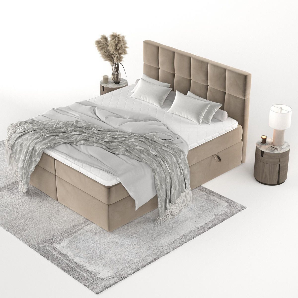 POSTEL BOXSPRING VARENO 160/200 Taupe - černá/šedohnědá, kov/dřevo (160/200cm) - AltaBeds
