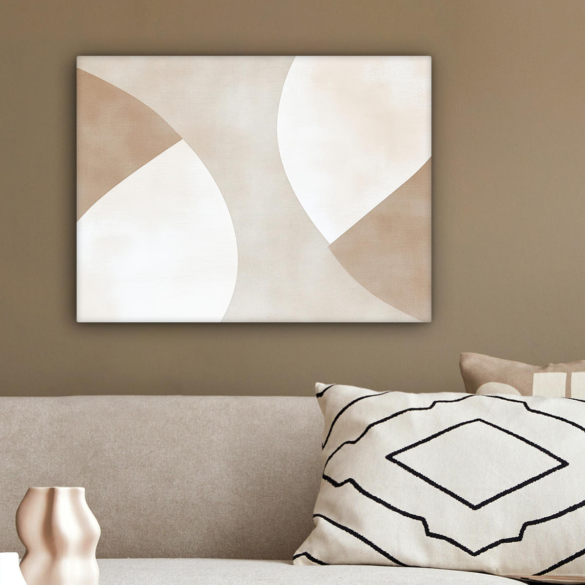 LEINWANDBILD Braun - Japandi - Abstrakt 40x30 cm - Sandfarben, Textil (40/30cm) - MuchoWow