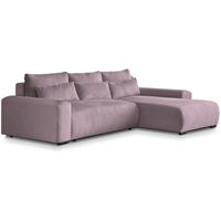 ECKSCHLAFSOFA Benny rosa rechts - Schwarz/Rosa, Kunststoff/Textil (271/185cm) - Beautysofa