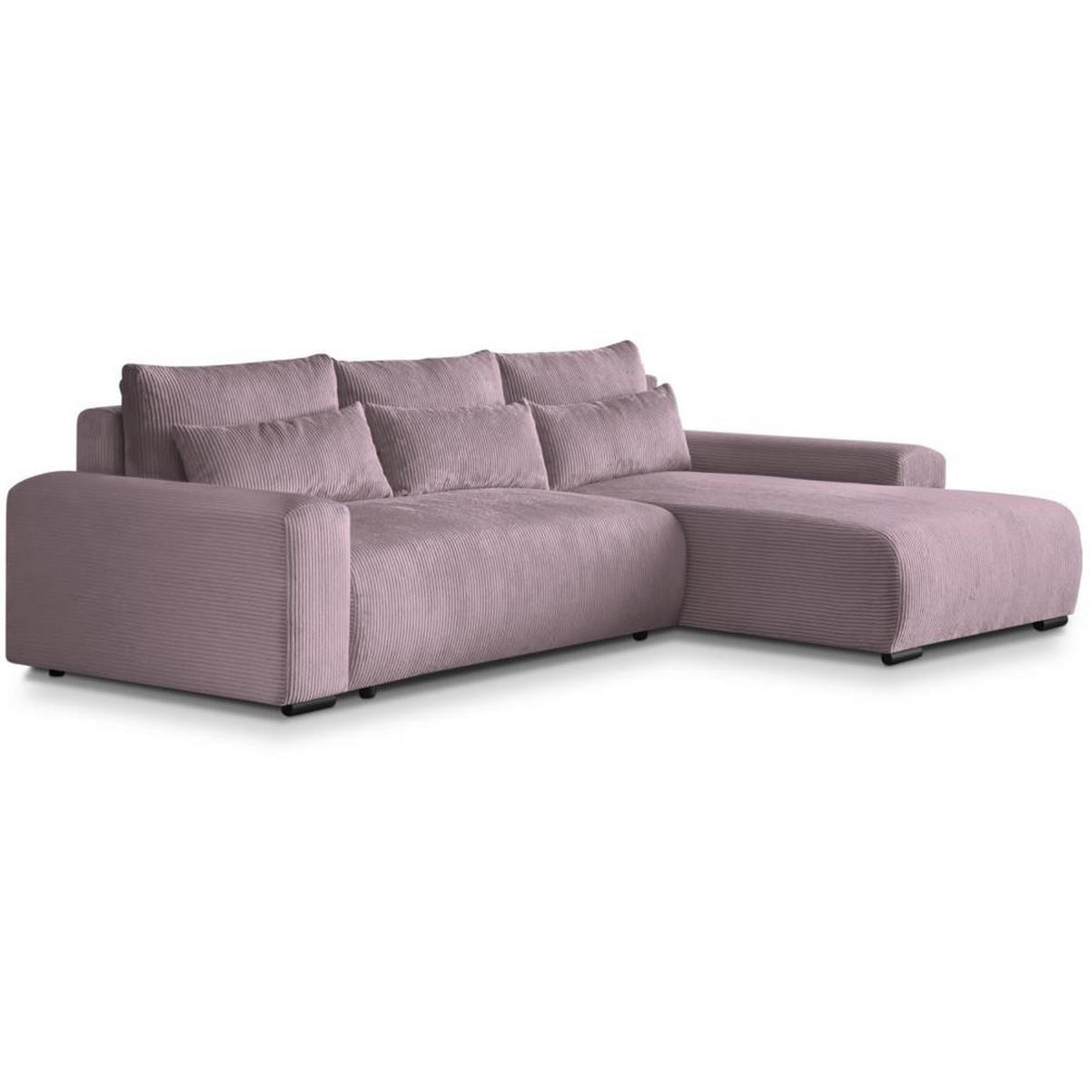 ECKSCHLAFSOFA Benny rosa rechts - Schwarz/Rosa, Kunststoff/Textil (271/185cm) - Beautysofa