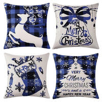 KISSENBEZUG 4er-Set Weihnachtsdekoration 45 x 45 cm Blau - Blau, Textil (45/45cm)
