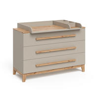 WICKELKOMMODE Malia Cashmere/Eiche 133.2 x 98 cm mit 3 Schubladen - Kaschmir/Hellgrau, Holzwerkstoff (133.2/98/70cm) - VitaliSpa