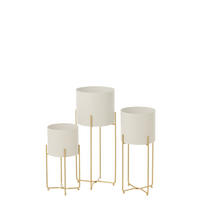 BLUMENTOPF Rund Weiß - Goldfarben, Metall (23.5/58cm) - J-Line