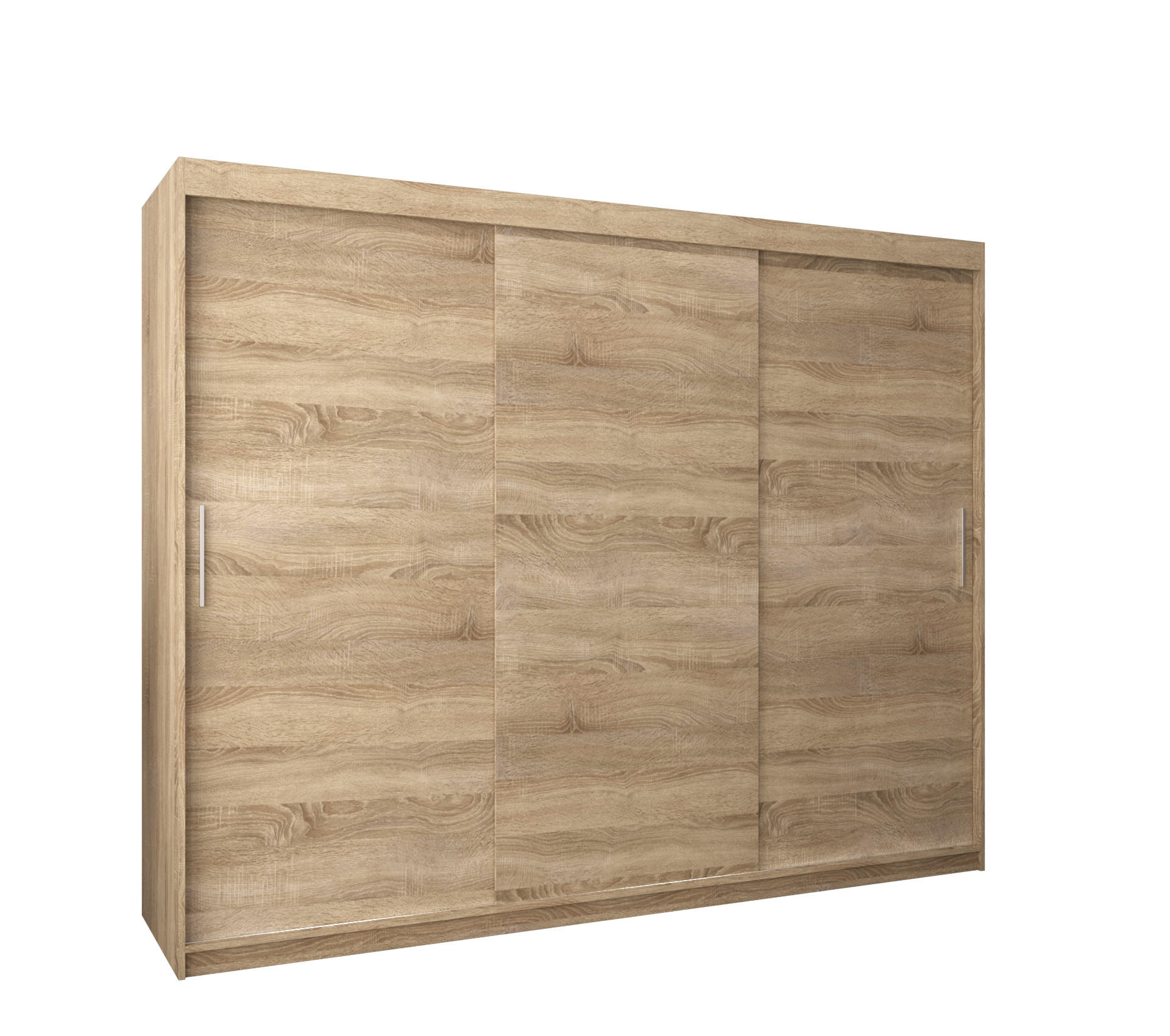SCHWEBETÜRENSCHRANK 200/250/62 3-türig - Silberfarben/Sonoma Eiche, Holz/Kunststoff (250/200/62cm) - MÖBEL KRYSPOL