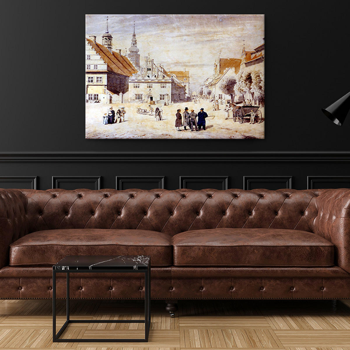 WANDBILD marktplatz in greifswald caspar david friedrich - Multicolor, Textil (60/40cm) - Feeby