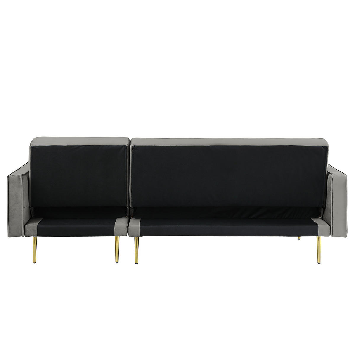 ECKSOFA mit Schlaffunktion - Dunkelgrau/Goldfarben, Textil/Metall (223/144cm) - home24