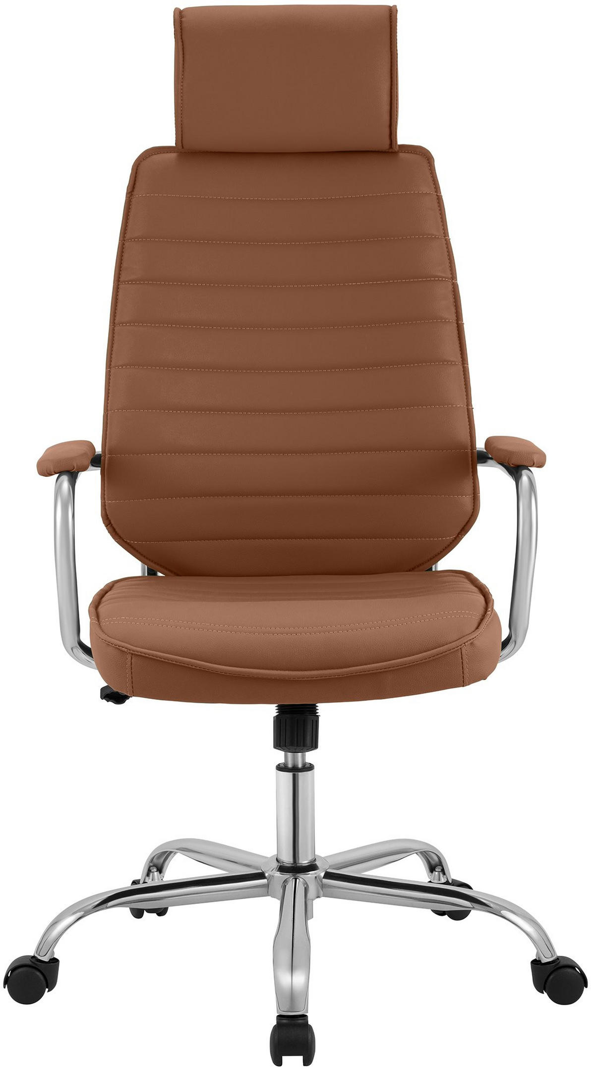 CHEFSESSEL Lederlook Hellbraun - Chromfarben/Hellbraun, Textil/Metall (60/117/67cm) - CLP
