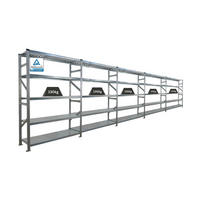 FACHBODENREGAL Proximo Stecksystem 200x750x50cm 5 Ebenen Fachlast 130 kg Beidseitig nutzbar Verzinkt - Silberfarben, Metall (750/200/50cm) - PROREGAL