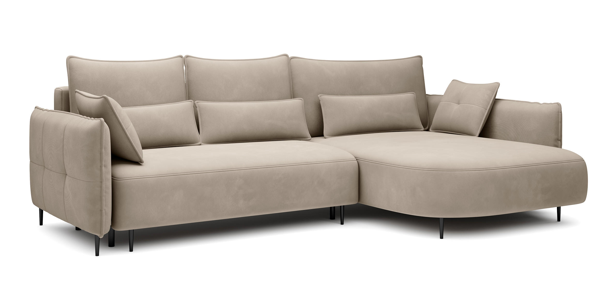 ECKSOFA Oblivio Hellbeige Velours - Beige/Schwarz, Textil/Metall (285/200cm) - Selsey