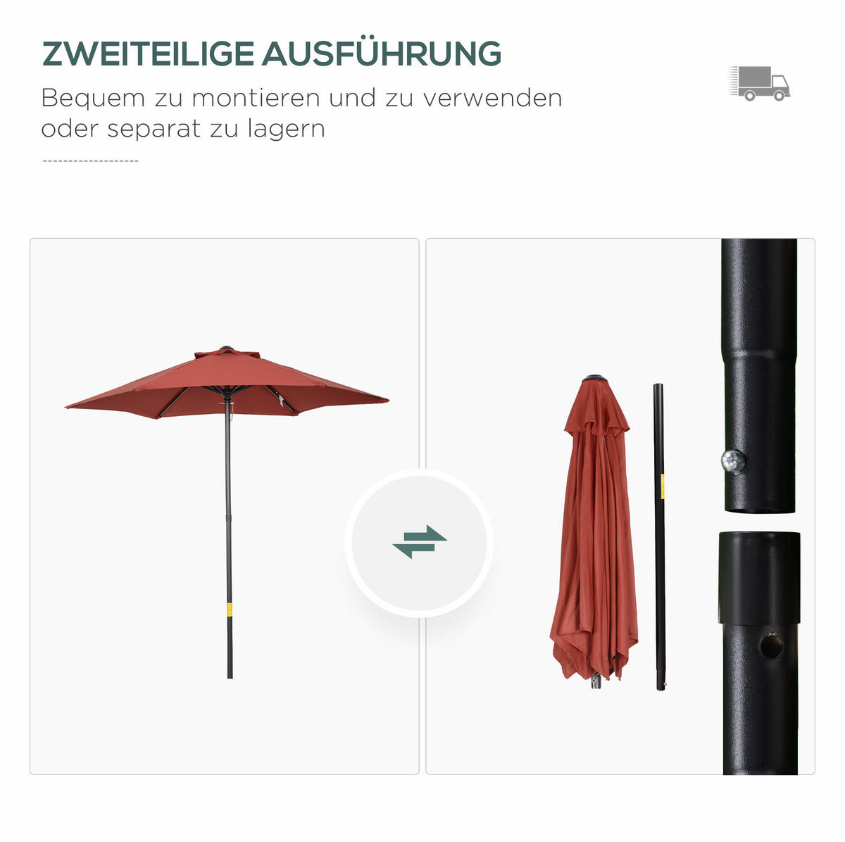 SONNENSCHIRM aus Stahl 294x294x250 cm in Dunkelblau mit Kurbel & Kippfunktion - Dunkelblau, Metall (294/294cm) - Modfu