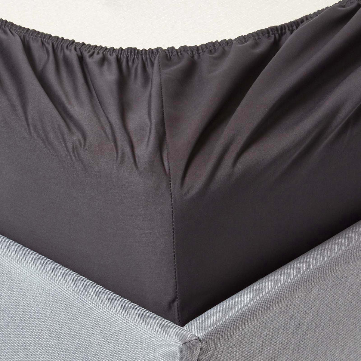 SPANNBETTLAKEN, Ägyptische Baumwolle, Fadendichte 1000 - Anthrazit, Textil (90/190cm) - Homescapes