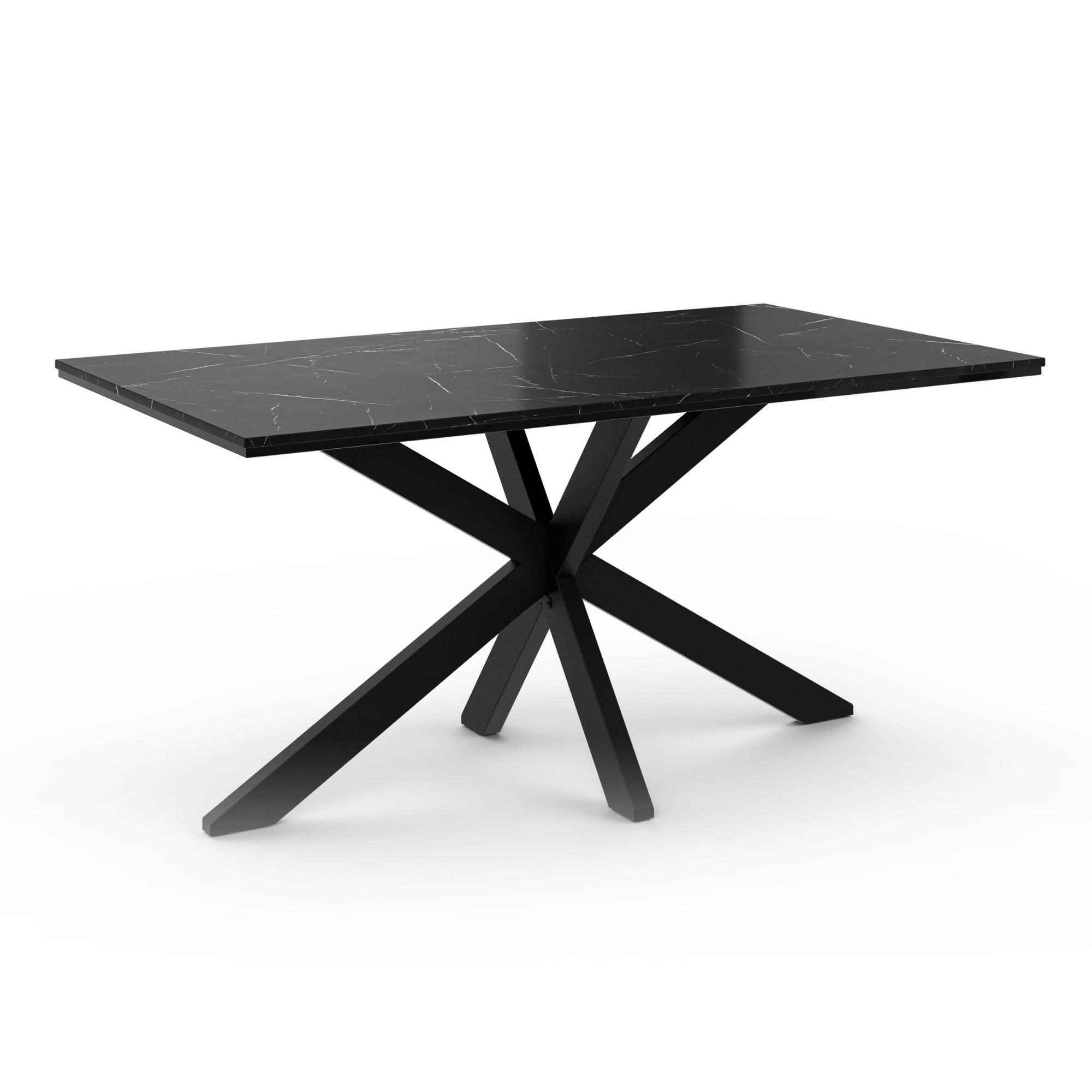 ESSTISCH Schwarz Marmoroptik 160x90 cm - Schwarz, Holzwerkstoff (160/90/76.5cm) - PROSPERO