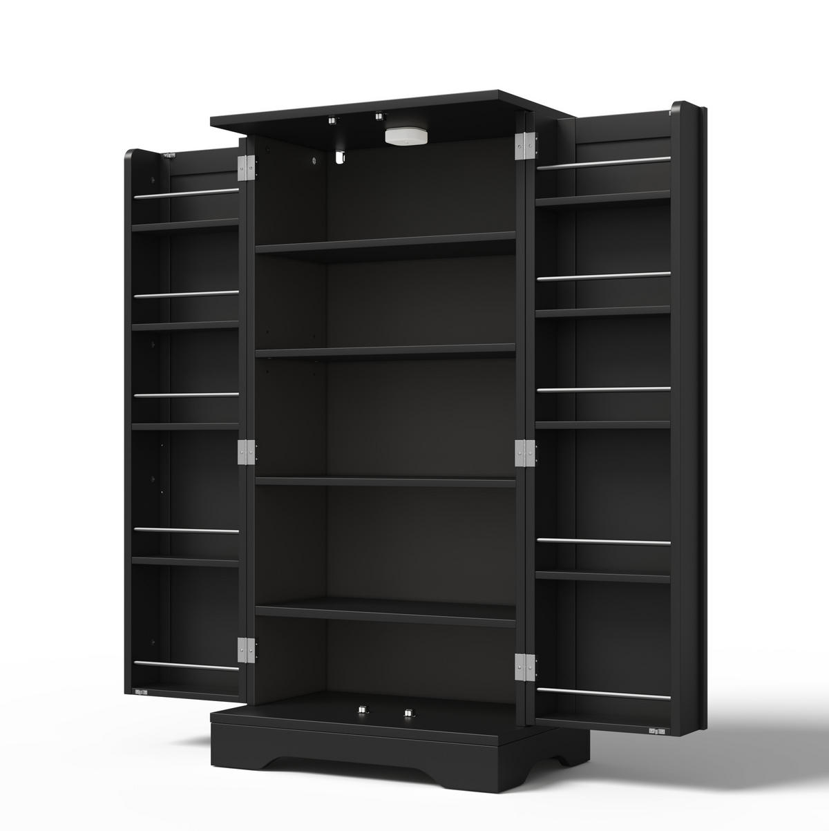 SKŘÍŇ 120/60/40 cm MDF, černá s LED senzorovým světlem - černá, kompozitní dřevo (60/120/40cm) - BEAOK