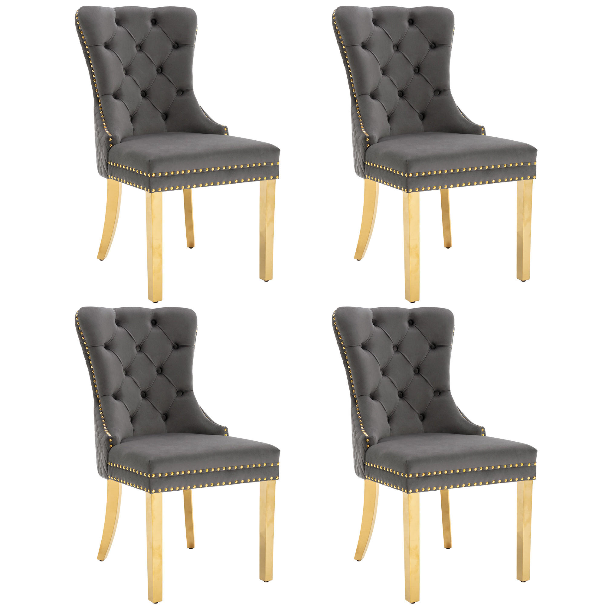 STUHL-SET DE-36992 4 Stück mit runden Zugringen Grau - Grau, Metall (45/95/50.5cm) - ComfortXL