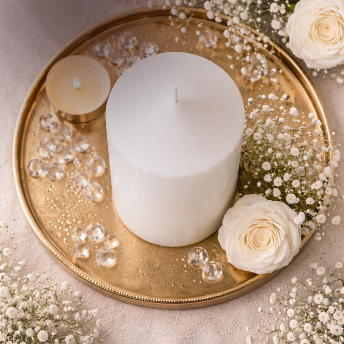 STUMPENKERZEN Ø7cm x 15cm Weiß (2er Pack) - Weiß, Naturmaterialien (15cm) - HS Candle