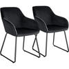 ESSZIMMERSTUHL Jeane,57 x 61 x 85,5 cm, Belastbarkeit 120 kg,Samtoptik schwarz/schwarz - Schwarz, Kunststoff (57/85.5/61cm) - tectake