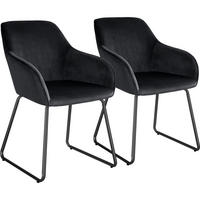 ESSZIMMERSTUHL Jeane,57 x 61 x 85,5 cm, Belastbarkeit 120 kg,Samtoptik schwarz/schwarz - Schwarz, Kunststoff (57/85.5/61cm) - tectake