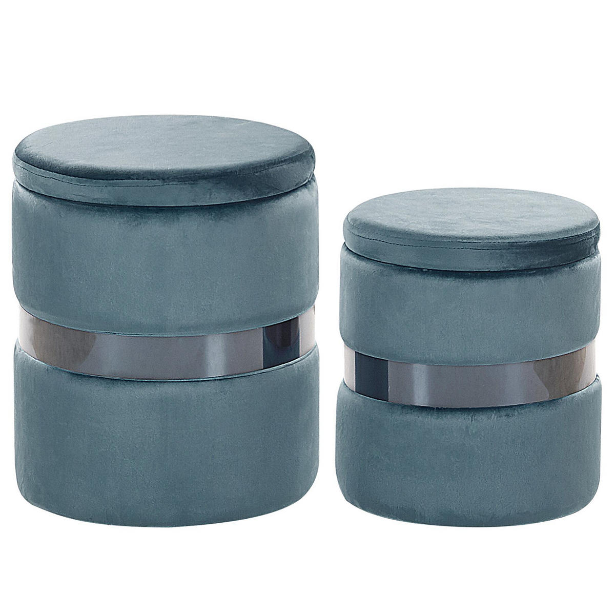 POUF Doris 35-30/35-30/44-36 cm - Blau, Textil (35/36/35cm) - Beliani