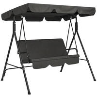 HOLLYWOODSKÁ HOUPAČKA, 3místná, ocel, černá, 172 x 110 x 153 cm - černá, kov (110/153/172cm) - Outsunny