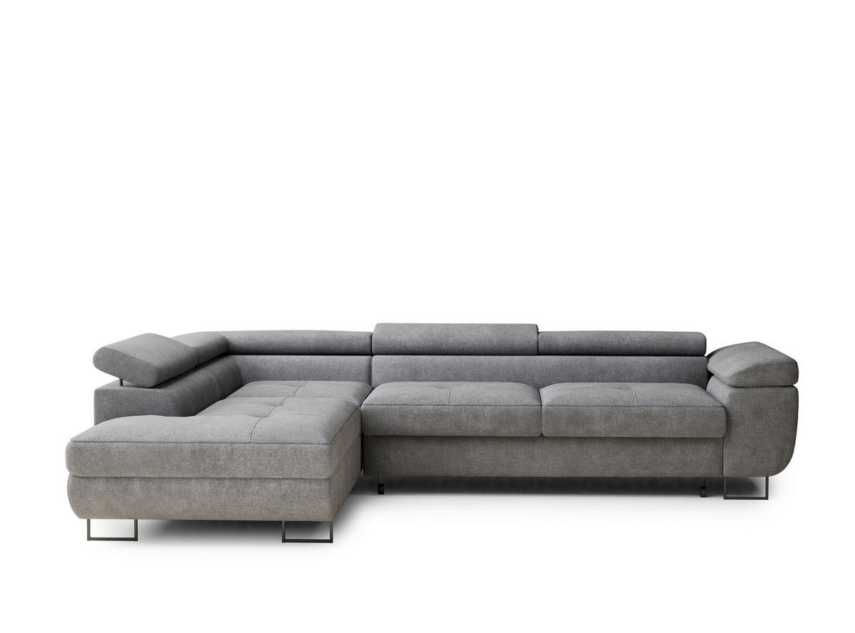 ECKSOFA Concord Grau Chenille-Stoff - Rechts Seite - Schwarz/Grau, Holz/Holzwerkstoff (203/277cm) - Maison de Reve