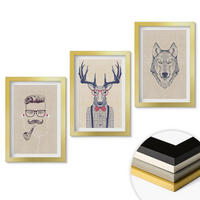 WANDBILDER 3er Set - 20x30 cm Goldrahmen - Stilvolle Tierporträts - Goldfarben, Kunststoff (20/30cm) - ArtPrintCave