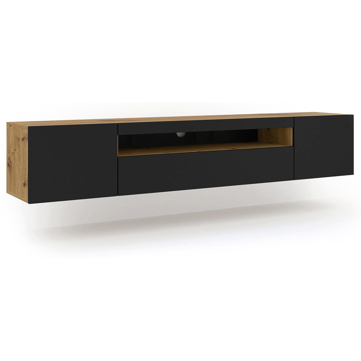 TV STOLÍK Aurus Drevo a čierna farba - čierna, kompozitné drevo (200/36/37cm) - Petits-meubles