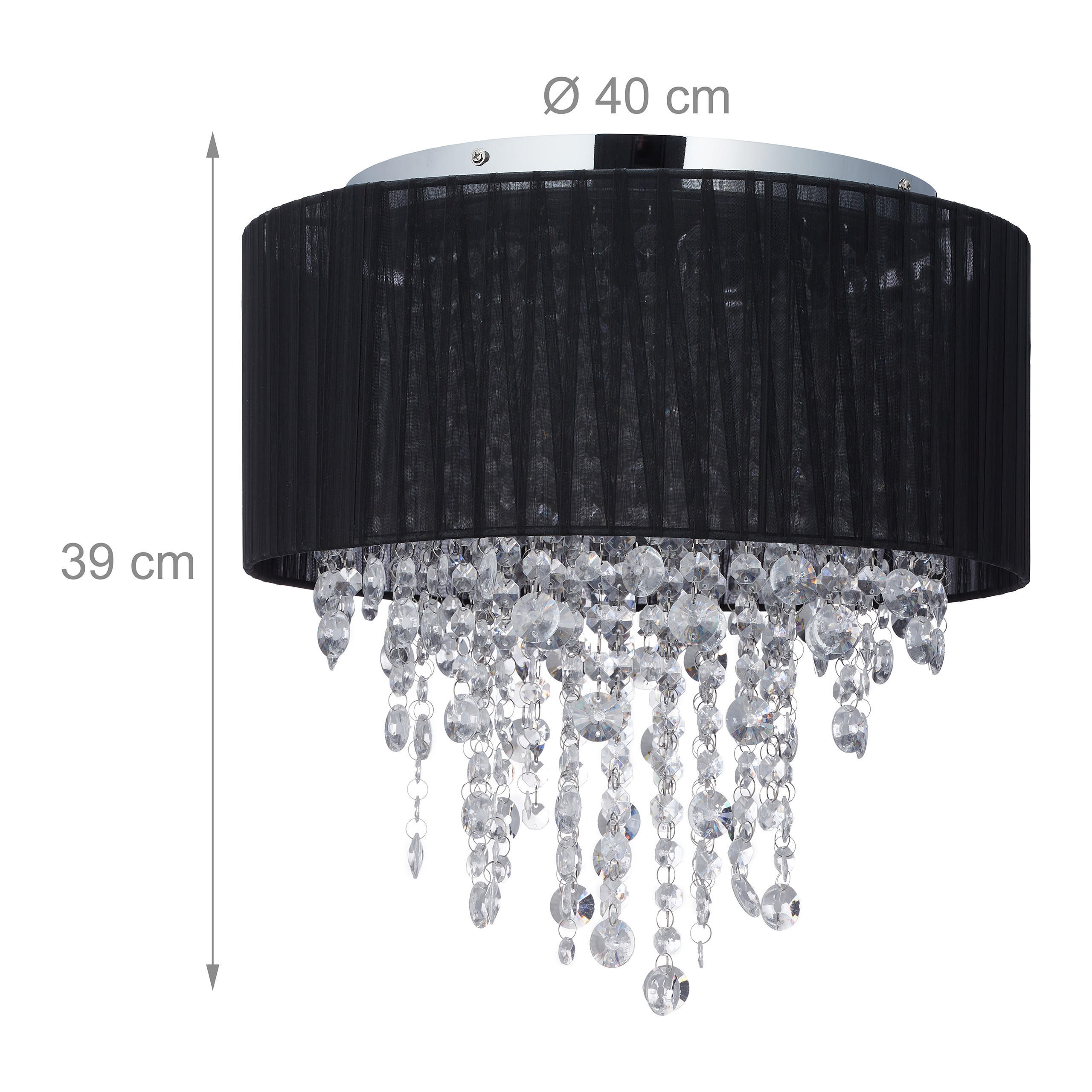 Thumbnail - Relaxdays Deckenlampe, Mehrfarbig, Kunststoff, Metall, Textil, 40x39x40 cm, Lampen & Leuchten, Innenbeleuchtung, Hängela...