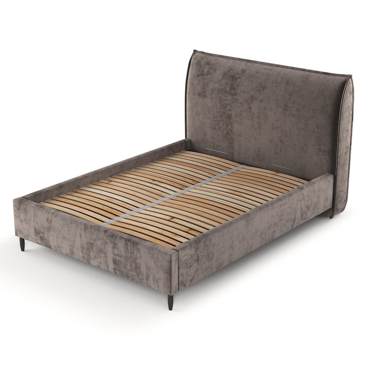 POLSTERBETT Shell Braun 180/200 cm im Chenille-Stoff - Schwarz/Naturfarben, Holz/Holzwerkstoff (180/200cm) - Maison de Reve
