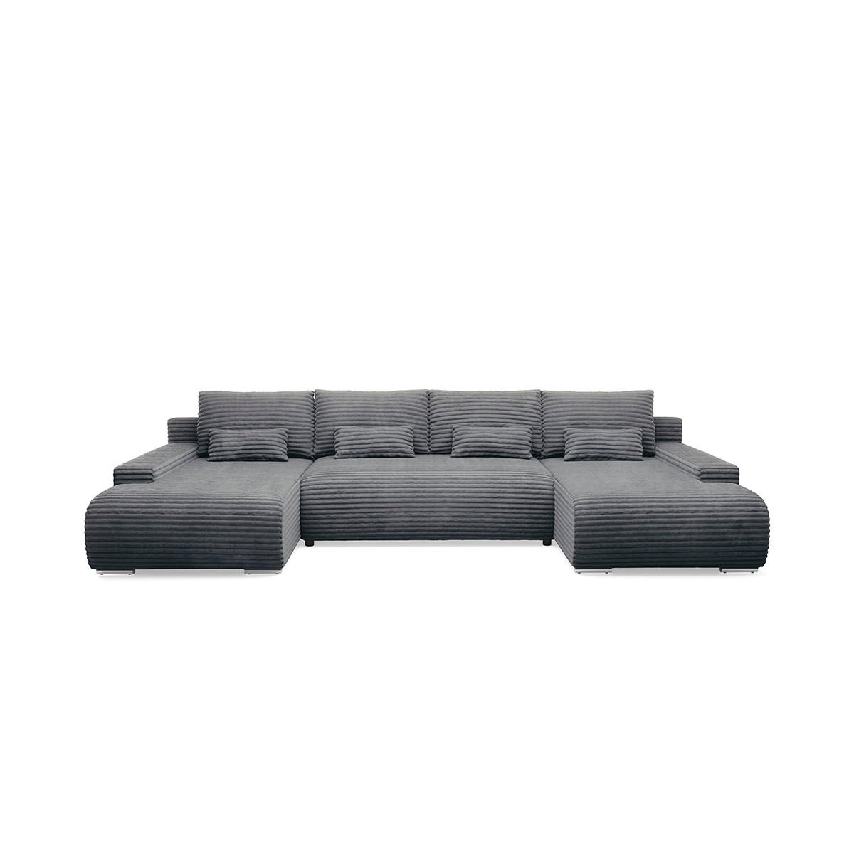 PANORAMASOFA Ivana 4 Sitzplätze Dunkelgrau - Grau, Holz (350/85/172cm) - Petits-meubles
