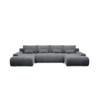 PANORAMASOFA Ivana 4 Sitzplätze Dunkelgrau - Grau, Holz (350/85/172cm) - Petits-meubles