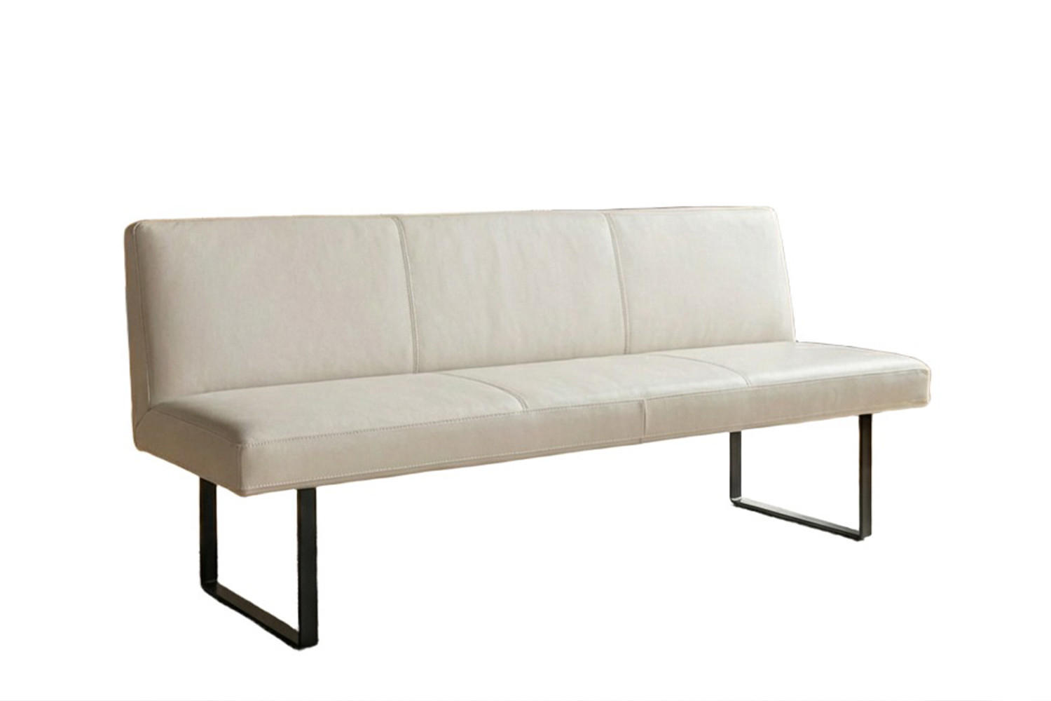 ESSZIMMERBANK ELEEN Hellgrau Leder - Hellgrau, Leder (243/85/69cm) - KAWOLA