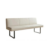 ESSZIMMERBANK ELEEN Hellgrau Leder - Hellgrau, Leder (243/85/69cm) - KAWOLA