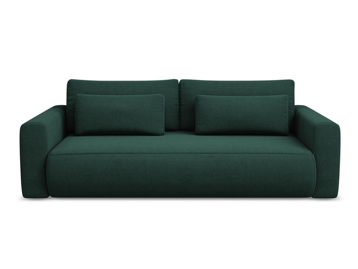 3-SITZER SOFA mit Schlaffunktion Strukturstoff Stoff Grün - Dunkelgrün/Schwarz, Kunststoff/Textil (238/82/105cm) - Makamii