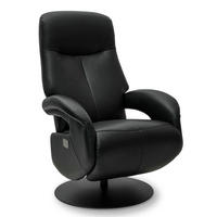 RELAXSESSEL Echtleder Schwarz - Schwarz, Leder/Metall (79/115/85cm) - Furnhouse