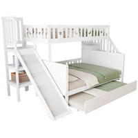 ETAGENBETT 90/200 cm und 140/200 cm Weiß mit Sicherheitsrutsche und Regal - Weiß, Holz (90/200cm) - OKWISH