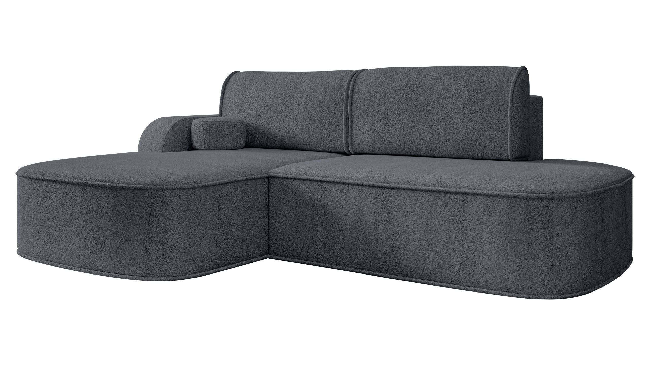 ECKSOFA Koro, Seite: Links - Dunkelgrau/Schwarz, Holz/Kunststoff (256/177cm) - MIRJAN24