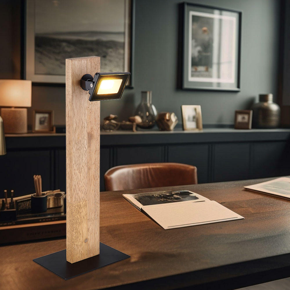 LED TISCHLEUCHTE JOYA Kunststoff Weiß - Weiß, Holz (18/12/45cm) - Globo Lighting