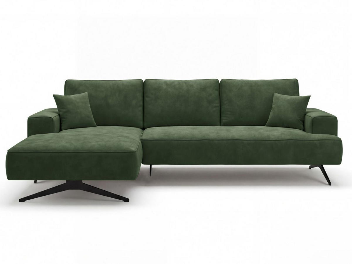 ECKSOFA Leto Grün Links - Schwarz/Grün, Holz/Textil (260/165cm) - Graingold
