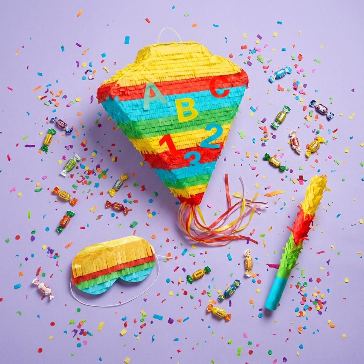 PINATA - Multicolor, Papier/Wellpappe (36/48/7.5cm) - Relaxdays