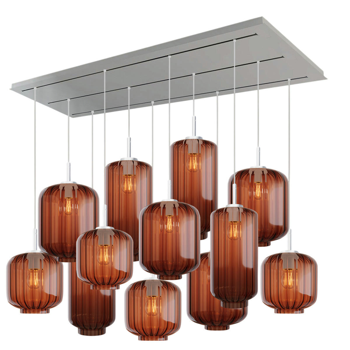 HÄNGELEUCHTE Velo 12-flammig Braun Ø 18/20/25cm - Braun/Weiß, Glas (25/25/27cm) - s.luce