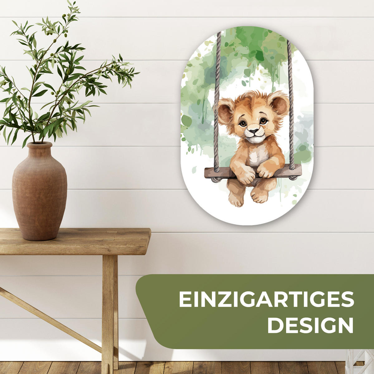 WANDBILD Löwe - Tier - Kinder - Dschungel 40x60 cm - Hellbraun, Kunststoff (40/60cm) - MuchoWow