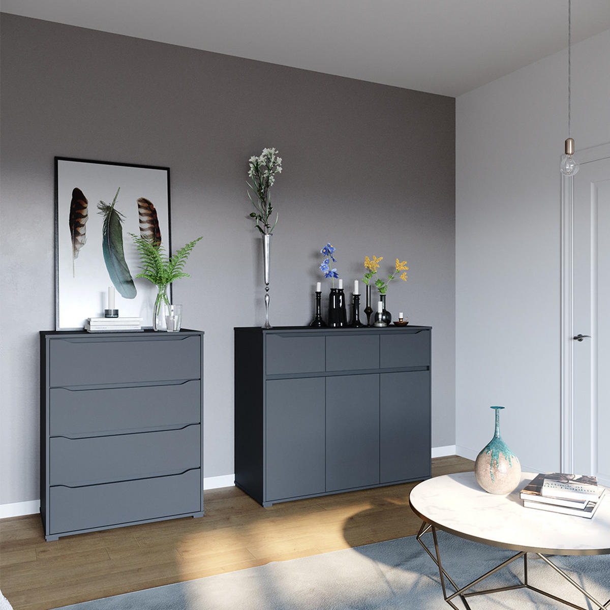 PŘÍBORNÍK Ruben Antracit - antracitová, kompozitní dřevo (48/101.6/80cm) - Vicco