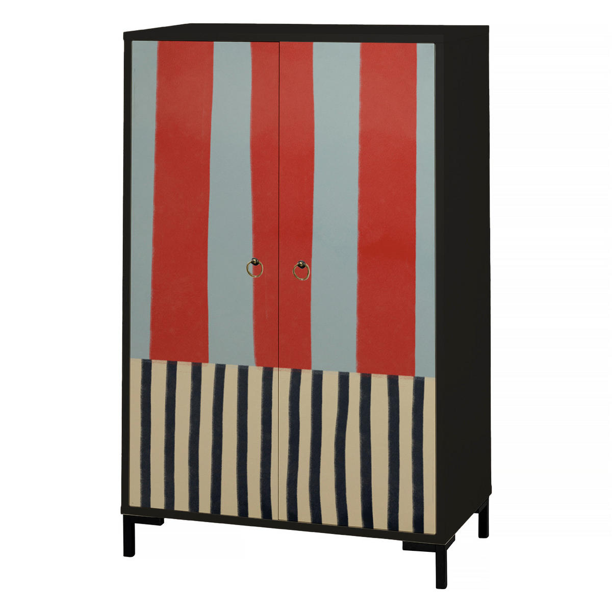 SIDEBOARD aus MDF mit 2 dekorativen Türen WALTER - Schieferfarben, Holzwerkstoff (45/123/75cm) - RNT By Really Nice Things